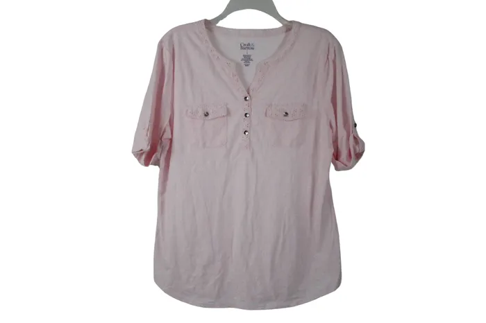 Croft Barrow Pale Pink Top L Croft Barrow Earrings