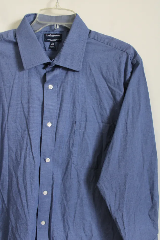 Croft Barrow Rings Croft Barrow Classic Fit True Comfort Blue Button Down Shirt 17 12 3233
