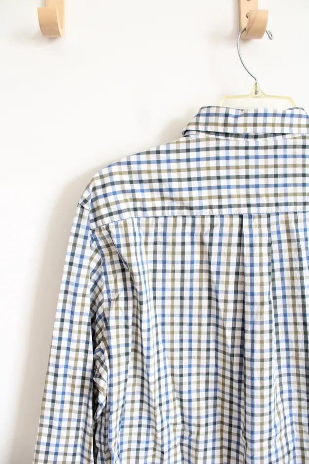 Croft Barrow Stretch Blue Brown Plaid Button Down Shirt L Croft Barrow Rings