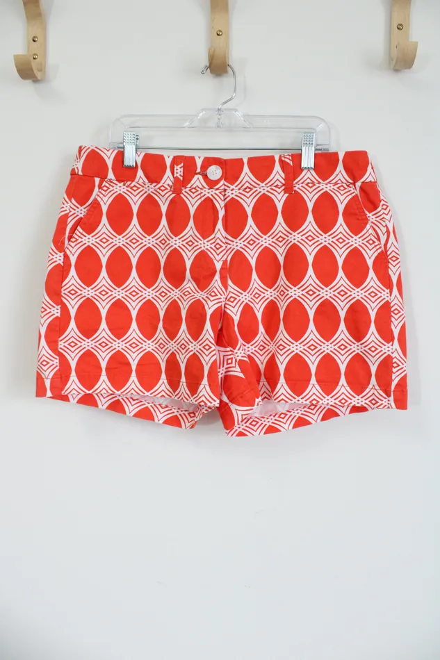 Crown Ivy Orange White Patterned Shorts 6 Crown Ivy Rings