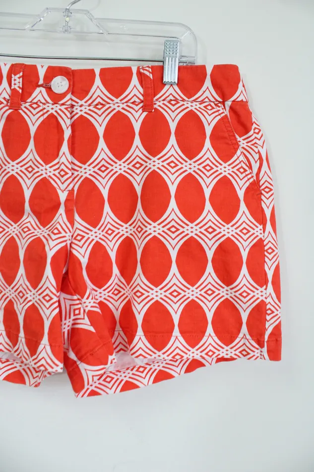 Crown Ivy Orange White Patterned Shorts 6 Crown Ivy Rings
