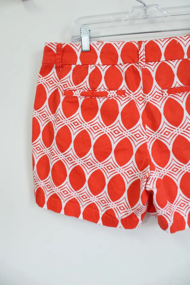 Crown Ivy Orange White Patterned Shorts 6 Crown Ivy Rings