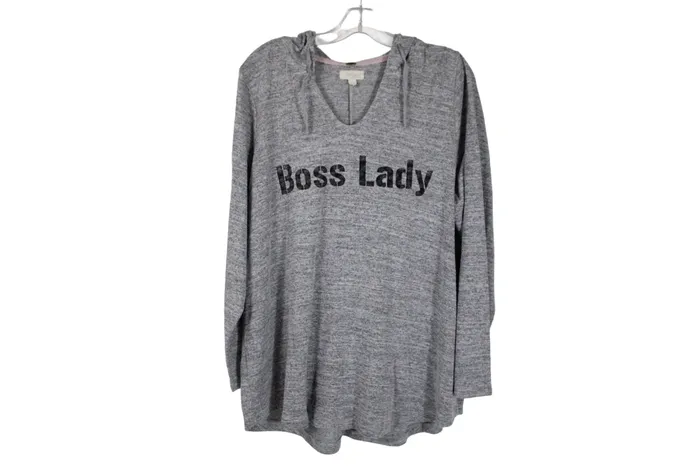 Cupio Gray Boss Lady Hoodie 1X Cupio Earrings