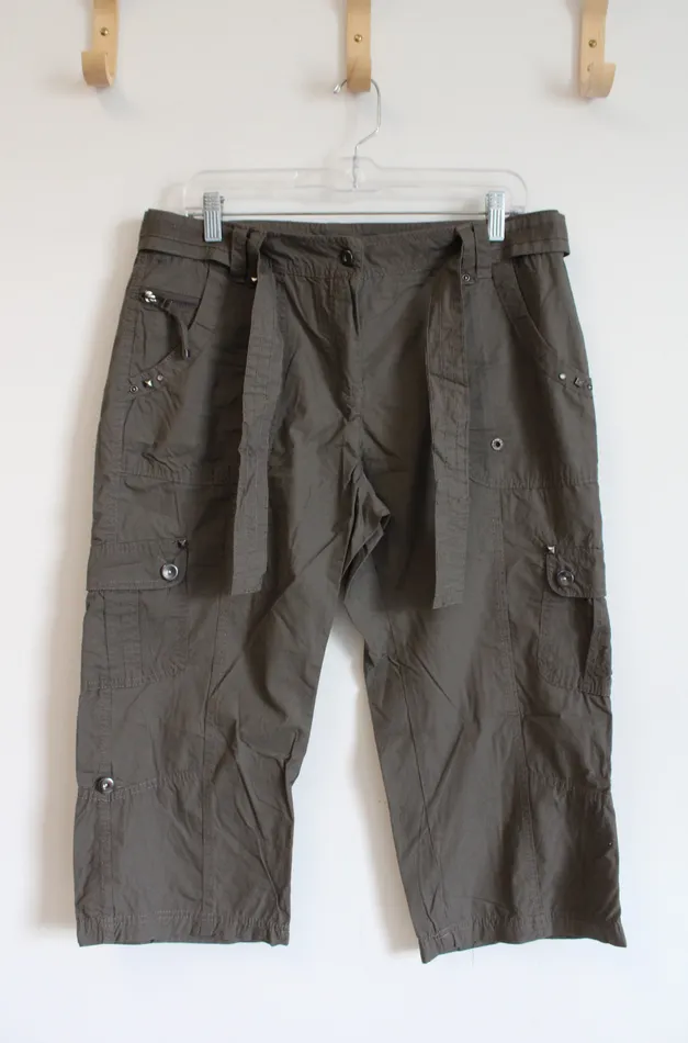 Dalia Collection Brown Cargo Capri Pants 8 Dalia Earrings