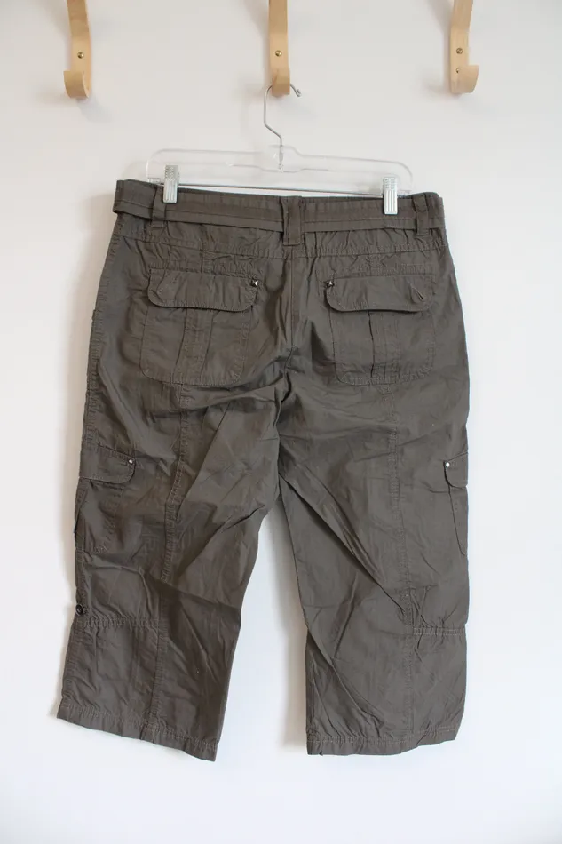 Dalia Collection Brown Cargo Capri Pants 8 Dalia Earrings