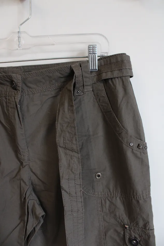 Dalia Collection Brown Cargo Capri Pants 8 Dalia Earrings
