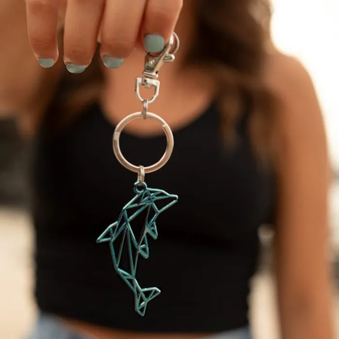 DELSOL Earrings Del Sol Colorchanging Metal Dolphin Keychain Silver to Blue