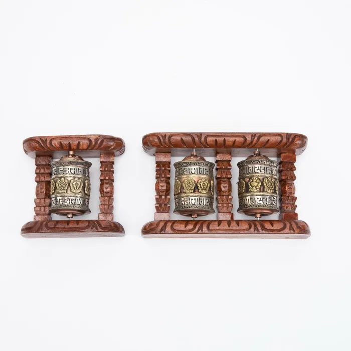DharmaCrafts Earrings Small Wood Framed Prayer Wheel