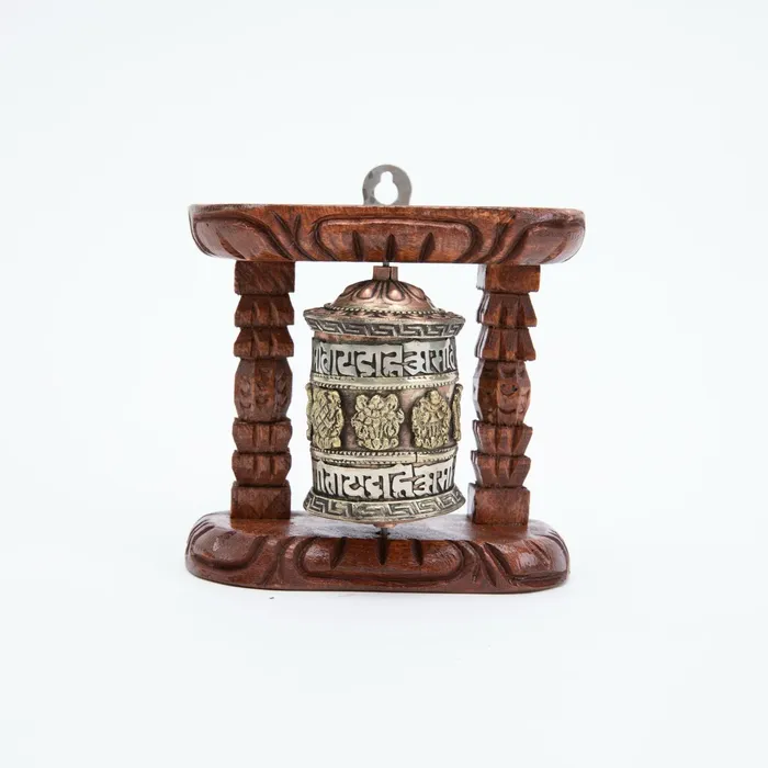 DharmaCrafts Earrings Small Wood Framed Prayer Wheel