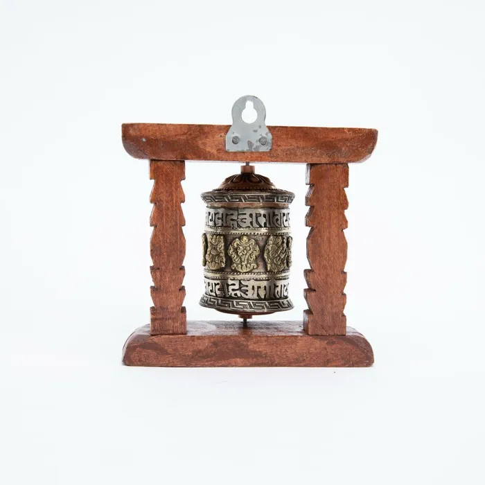 DharmaCrafts Earrings Small Wood Framed Prayer Wheel