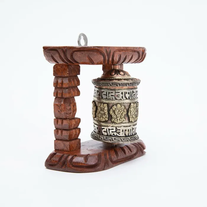 DharmaCrafts Earrings Small Wood Framed Prayer Wheel
