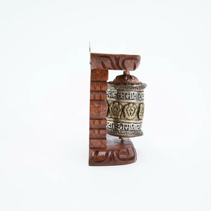 DharmaCrafts Earrings Small Wood Framed Prayer Wheel