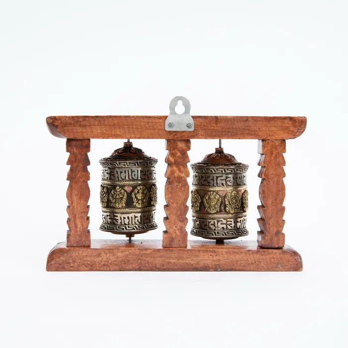 DharmaCrafts Earrings Small Wood Framed Prayer Wheel