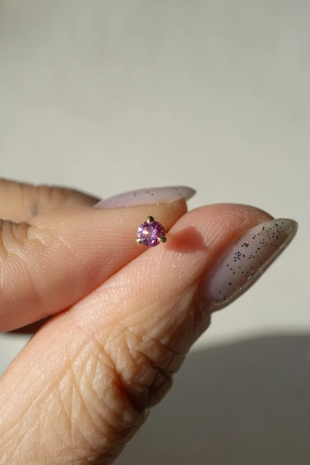 Earrings 14k Yellow Gold Pink Sapphire Solo Stud Earring 3mm Foe Dear