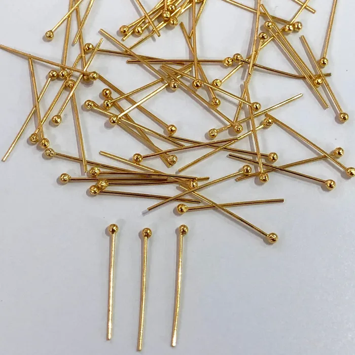 Earrings 24Kt Gold Ballpoint Headpins 05mm by 40mm 24Kt Gold Plated Brass Ball Head Pins Peppy Beads