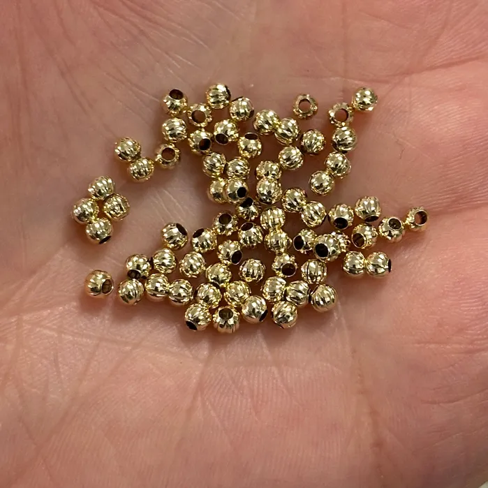 Earrings 24Kt Gold Plated Laser Cut 3mm Spacer Beads 50 beads in a pack Peppy Beads Earrings 24Kt Gold Plated Laser Cut 3mm Spacer Beads 50 beads in a pack Peppy Beads