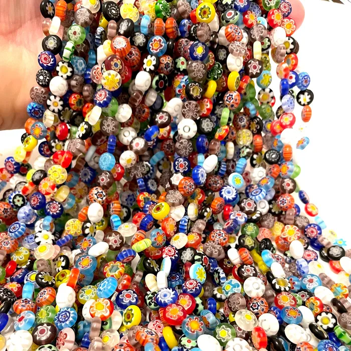 Earrings 8mm Murano Style Millefiori Handmade Flat Round Beads 48 Beads per strand Peppy Beads Earrings 8mm Murano Style Millefiori Handmade Flat Round Beads 48 Beads per strand Peppy Beads