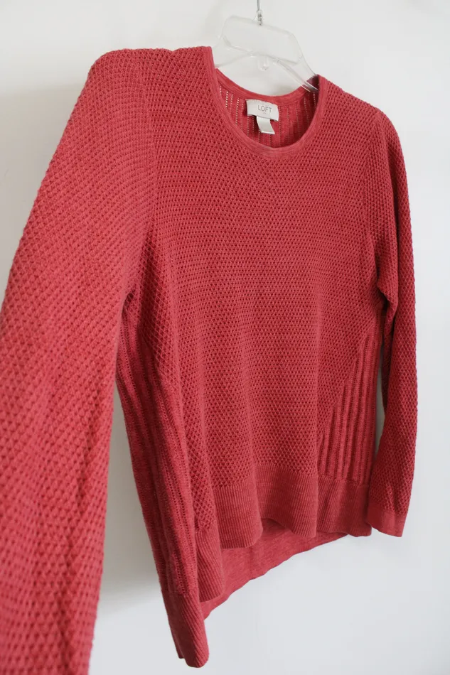 Earrings Ann Taylor LOFT LOFT Pink Knit Sweater L