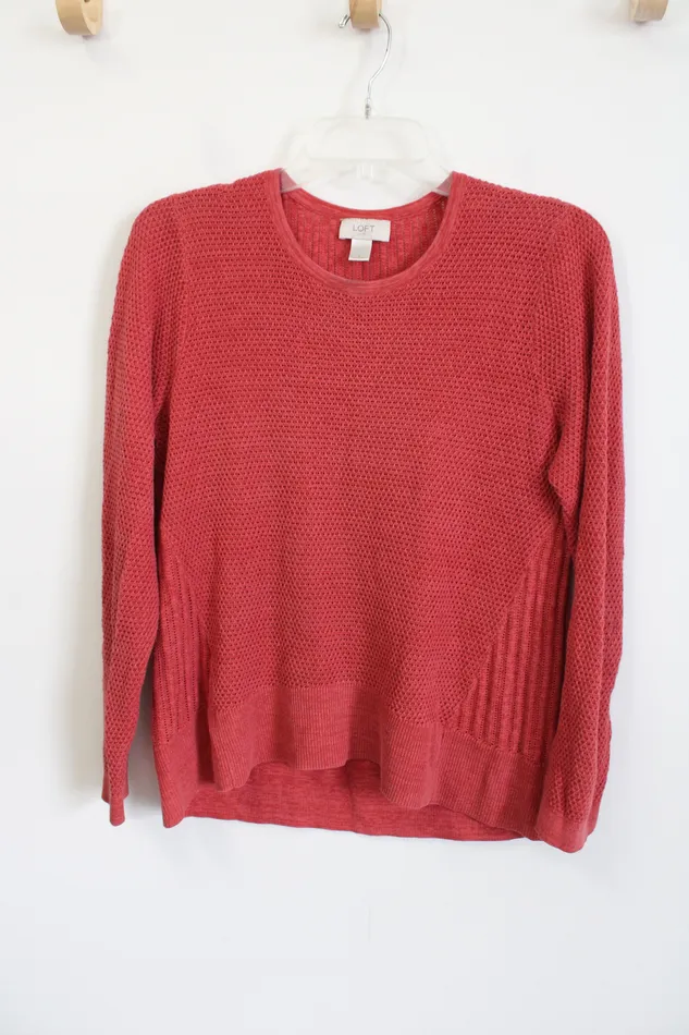 Earrings Ann Taylor LOFT LOFT Pink Knit Sweater L