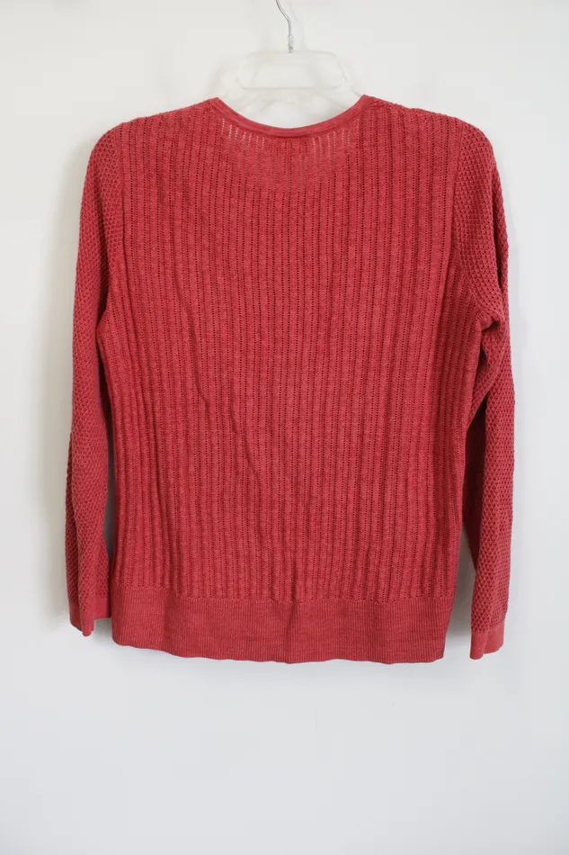 Earrings Ann Taylor LOFT LOFT Pink Knit Sweater L