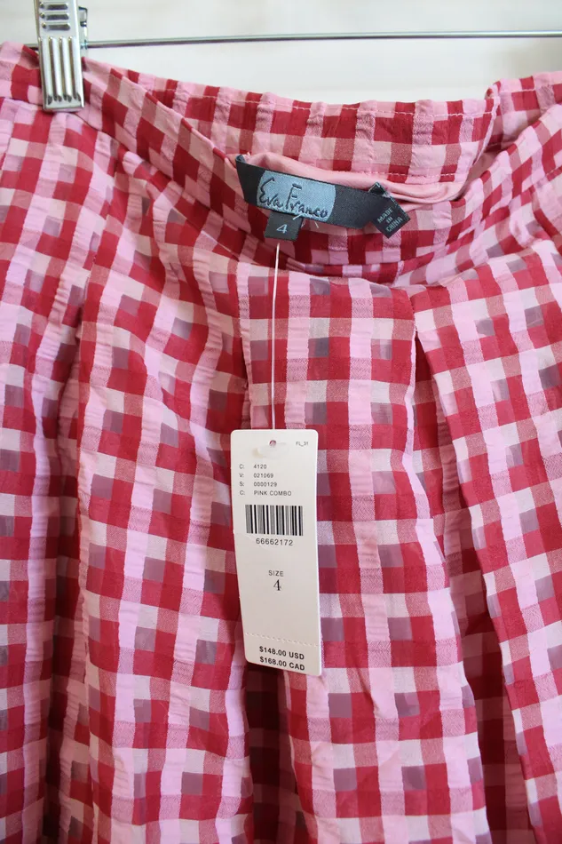 Earrings Anthropologie NEW Anthropologie Eva Franco Pink Gingham Plaid Pleated Skirt 4