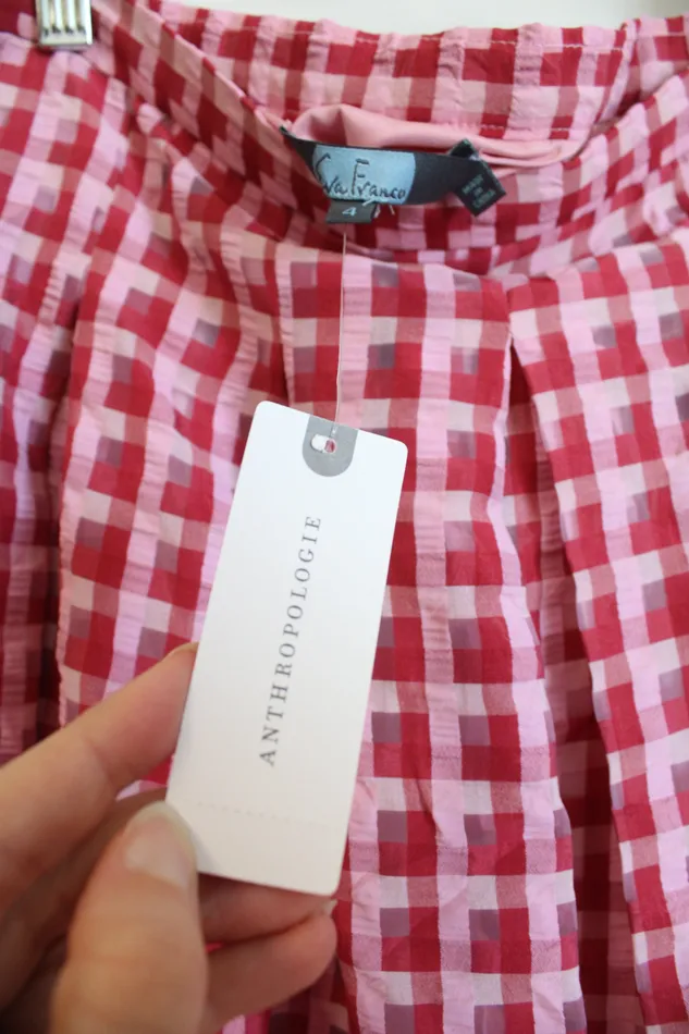 Earrings Anthropologie NEW Anthropologie Eva Franco Pink Gingham Plaid Pleated Skirt 4