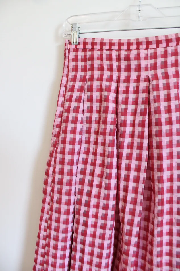 Earrings Anthropologie NEW Anthropologie Eva Franco Pink Gingham Plaid Pleated Skirt 4