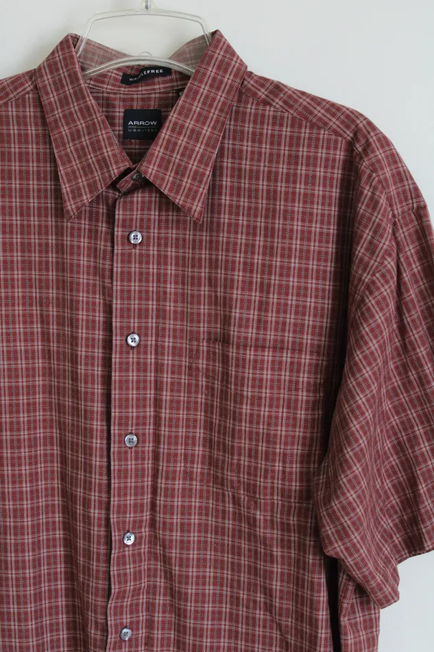 Earrings Arrow Red Plaid Button Down Shirt XL Arrow