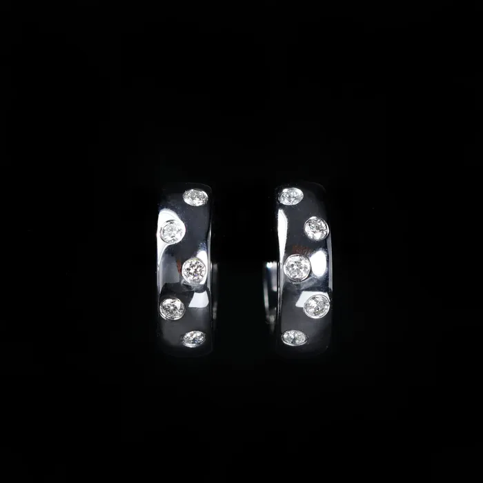 Earrings BR Designs 14K White Gold 017 CTW Diamond Huggie Hoop Earrings