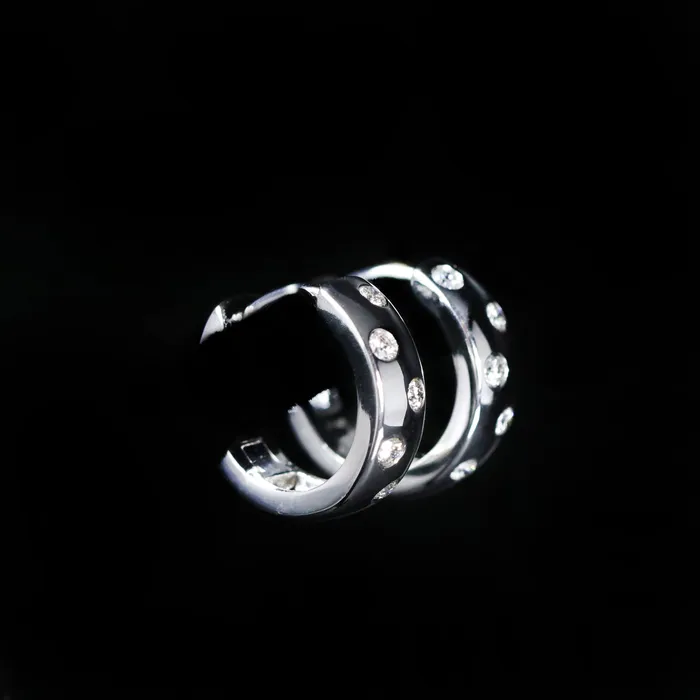 Earrings BR Designs 14K White Gold 017 CTW Diamond Huggie Hoop Earrings