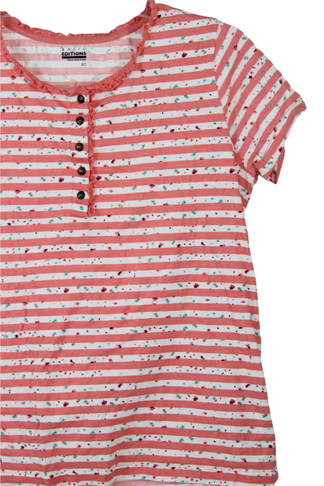 Earrings Basic Editions Basic Editions Pink Striped Shirt S