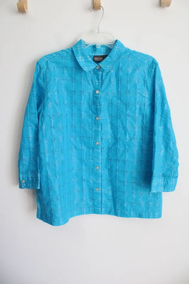 Earrings Chicos Additions By Chicos Blue Shimmer Lightweight Top 3 XL16