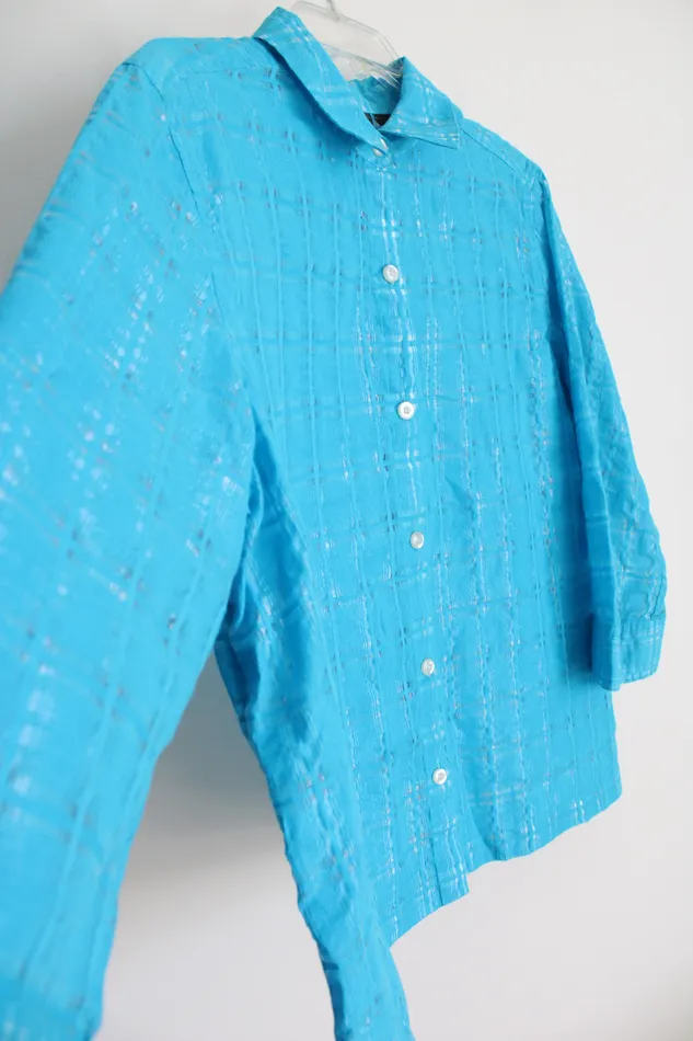 Earrings Chicos Additions By Chicos Blue Shimmer Lightweight Top 3 XL16