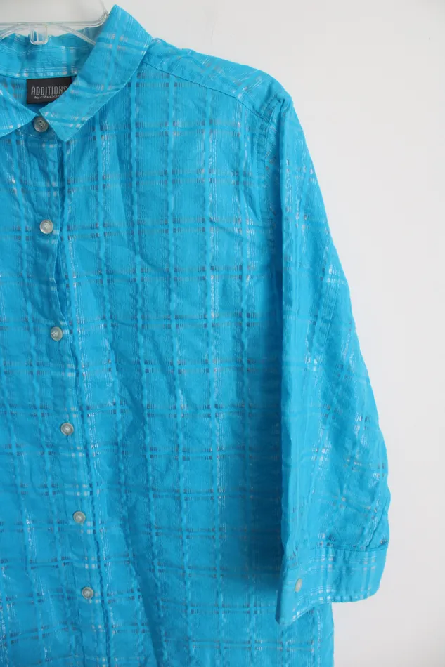 Earrings Chicos Additions By Chicos Blue Shimmer Lightweight Top 3 XL16
