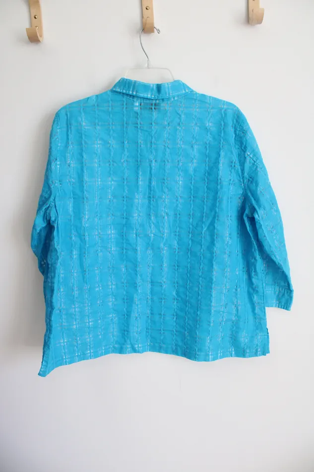 Earrings Chicos Additions By Chicos Blue Shimmer Lightweight Top 3 XL16