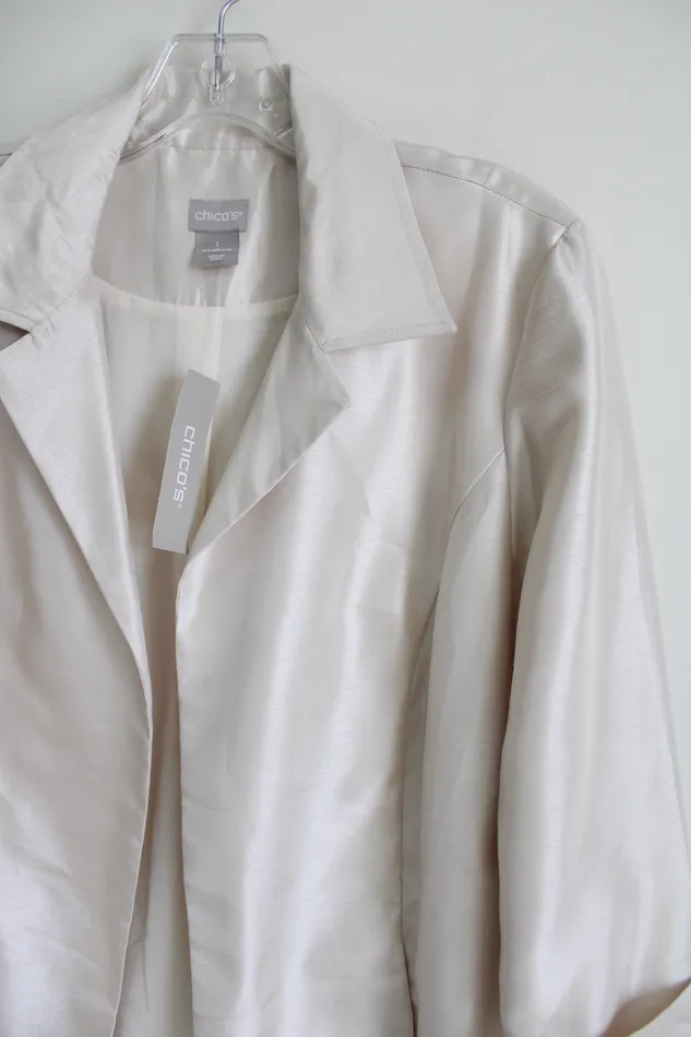 Earrings Chicos NEW Chicos Natural Cream Subtle Shine Topper Jacket 1 M810
