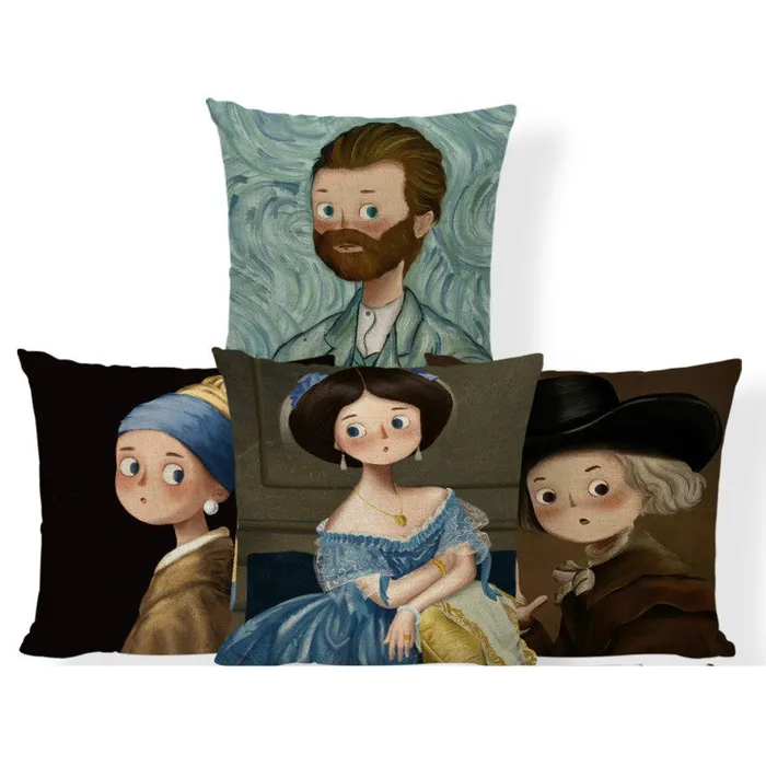 Earrings CJ Old Master Cartoon Style Pillows 17x17 Blended Cushions