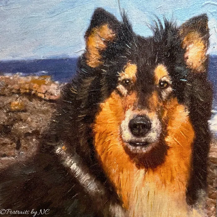 Earrings Collie Dog Portrait in Oil Portraits by NC