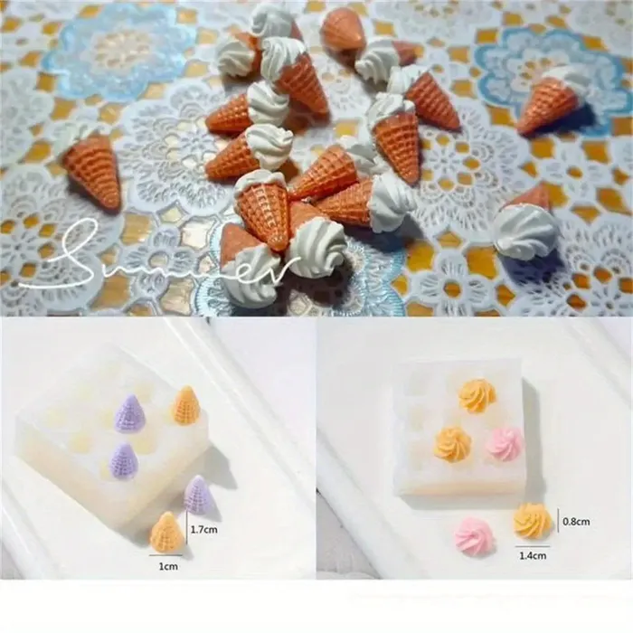 Earrings DS Mini Ice Cream Cone Silicone Molds Perfect for Doll Ice Cream Cones