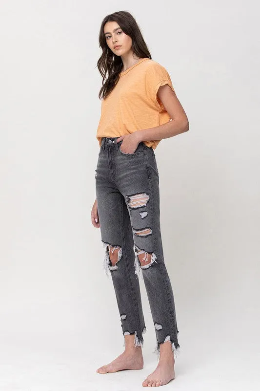 Earrings Flying Monkey THE SALTWATER SUPER HIGH RISE DISTRESSED STRAIGHT ANKLE JEAN