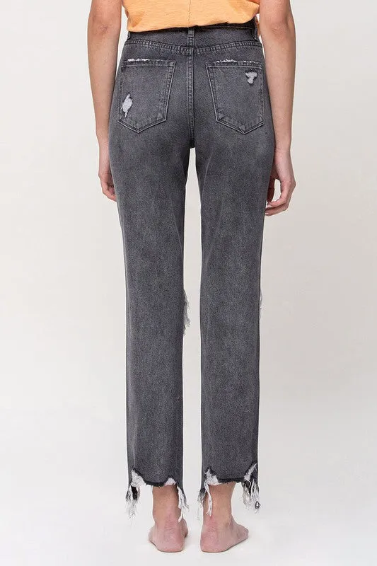 Earrings Flying Monkey THE SALTWATER SUPER HIGH RISE DISTRESSED STRAIGHT ANKLE JEAN
