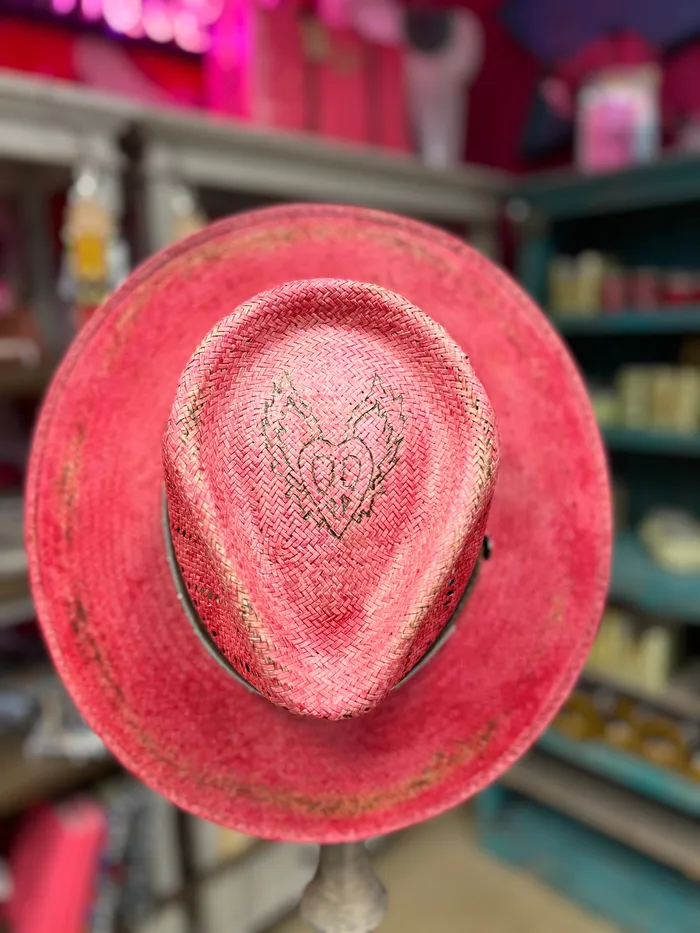 Earrings HATTERS OF AMERICA CORRAL REBEL STRAW HAT PINK