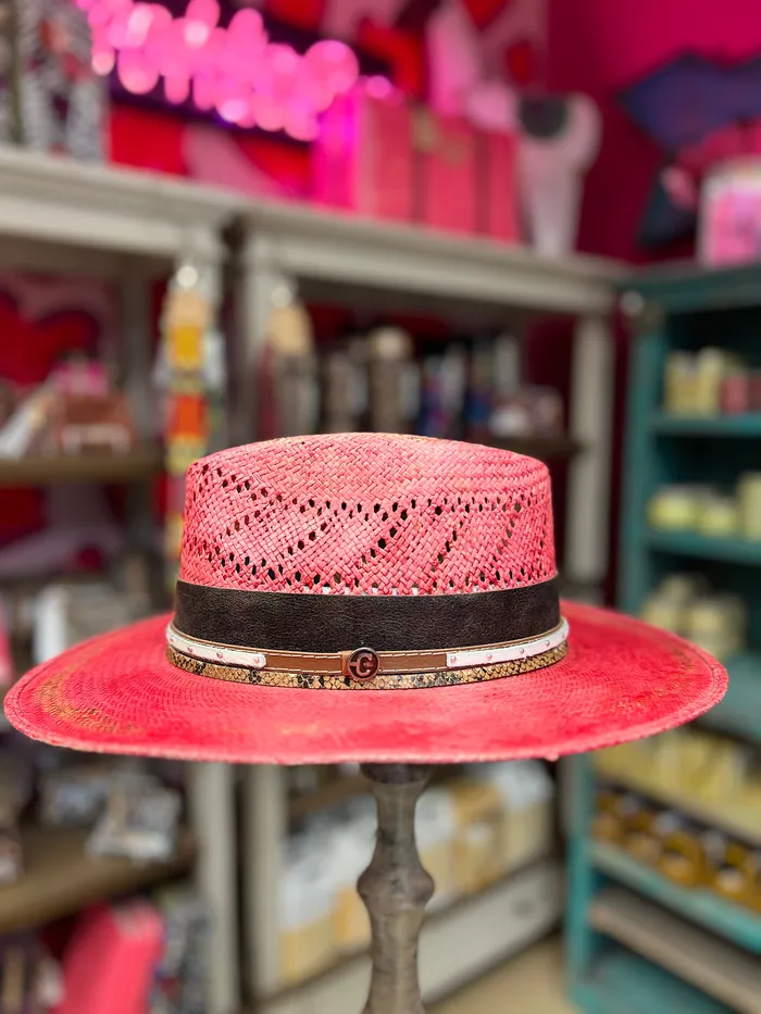 Earrings HATTERS OF AMERICA CORRAL REBEL STRAW HAT PINK