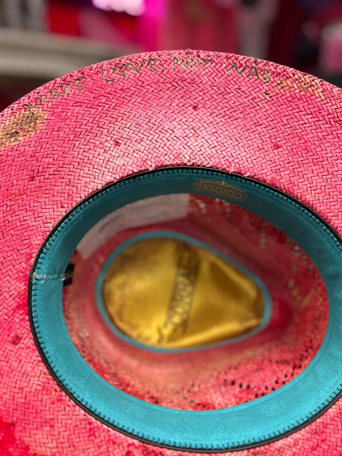 Earrings HATTERS OF AMERICA CORRAL REBEL STRAW HAT PINK