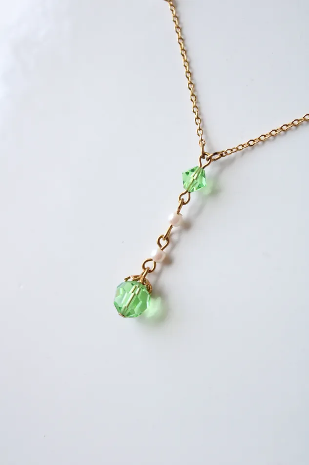 Earrings Jubilee Thrift 1928 Gold Green Stone Pearl Necklace Earring Set