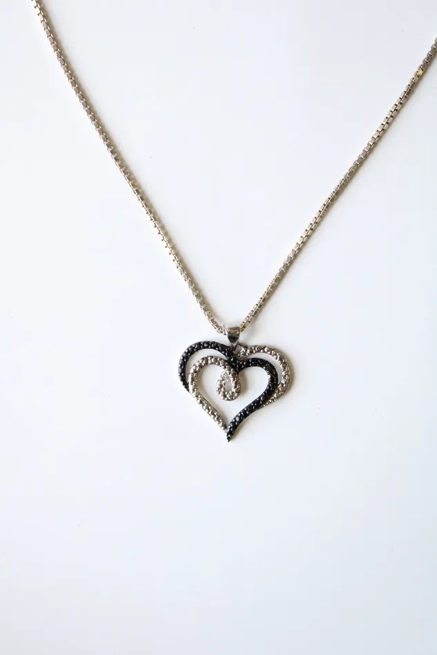 Earrings Jubilee Thrift Black Silver Open Heart Necklace Square Stud Earring Set
