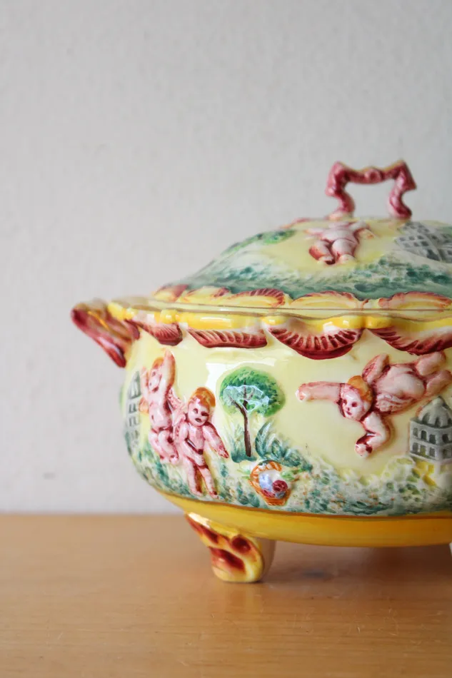 Earrings Jubilee Thrift Vintage Hand Painted Japanese Porcelain Gold Edged Covered Dish