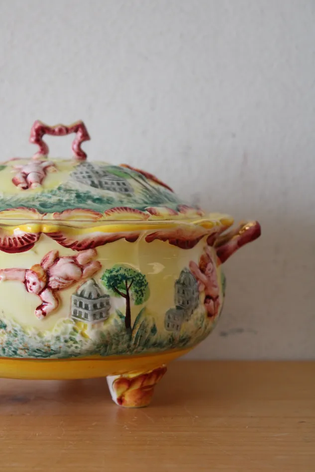 Earrings Jubilee Thrift Vintage Hand Painted Japanese Porcelain Gold Edged Covered Dish