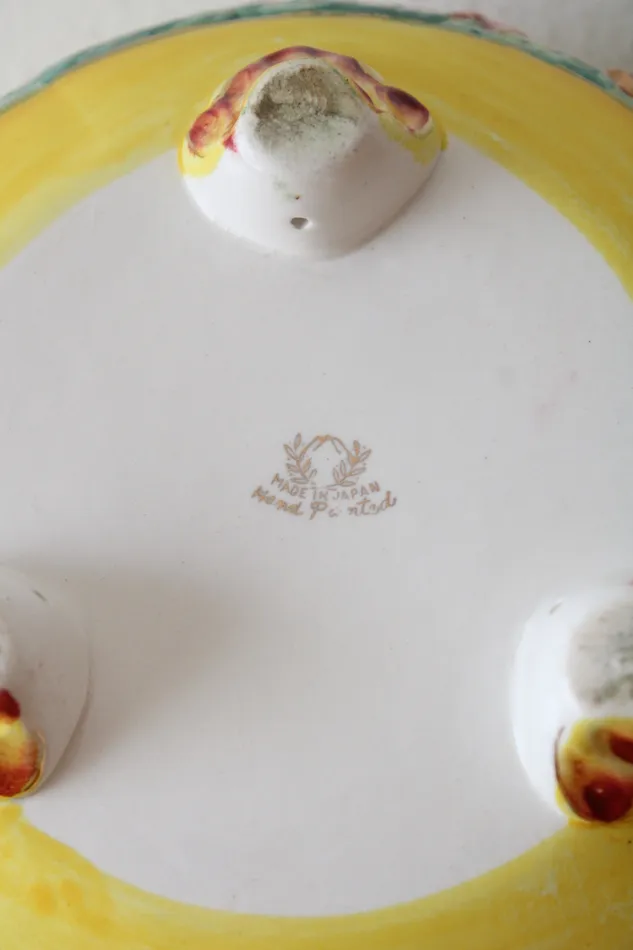 Earrings Jubilee Thrift Vintage Hand Painted Japanese Porcelain Gold Edged Covered Dish