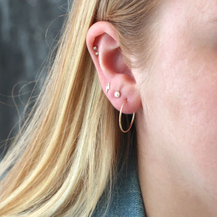 Earrings Kris Nations Lightning Bolt Flat Back Single Stud Earring in 14k Gold